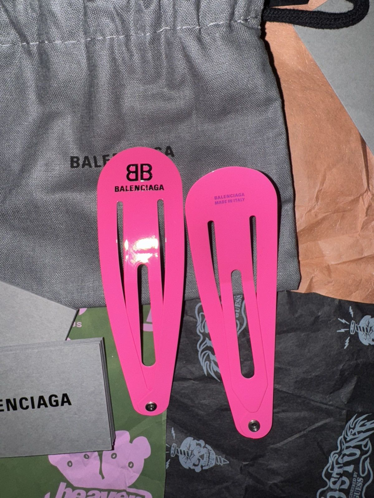 Balenciaga Balenciaga HOLLI XXL SNAP CLIP SET IN FLUO PINK Size ONE SIZE - 4 Thumbnail
