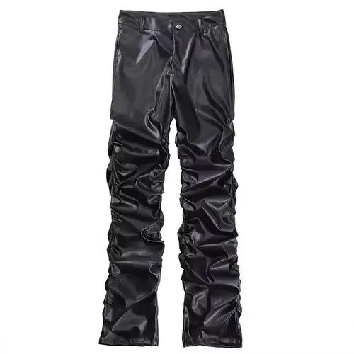 Other Black Faux Stacked Leather Pants Size US 33 - 1 Thumbnail