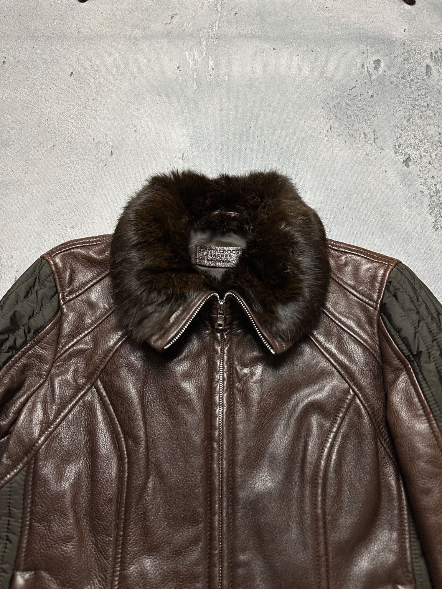If Six Was Nine Santacroce Firenze Archive Leather Jacket With Fur Collar Size S / US 4 / IT 40 - 14 Thumbnail