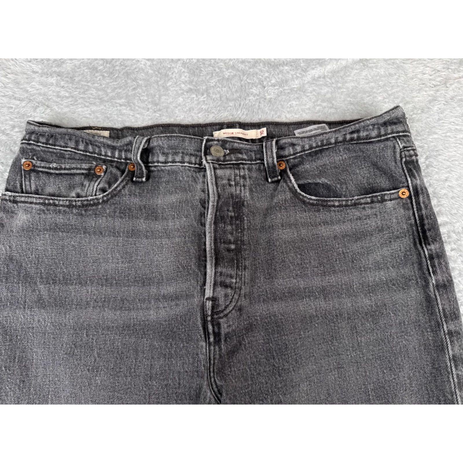 Levi's Levi's Premium Jeans Womens 32 Black Denim Big E Wedgie Straight Button 32x25 Size 24" / US 00 / IT 34 - 4 Thumbnail