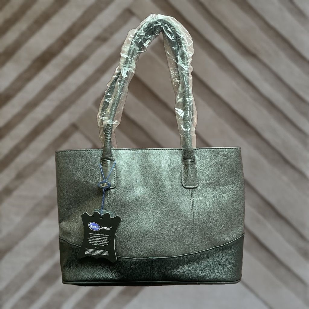 Vintage Amerileather Womens Shoulder Bag Tote Purse Black Leather Medium Size ONE SIZE - 1 Thumbnail