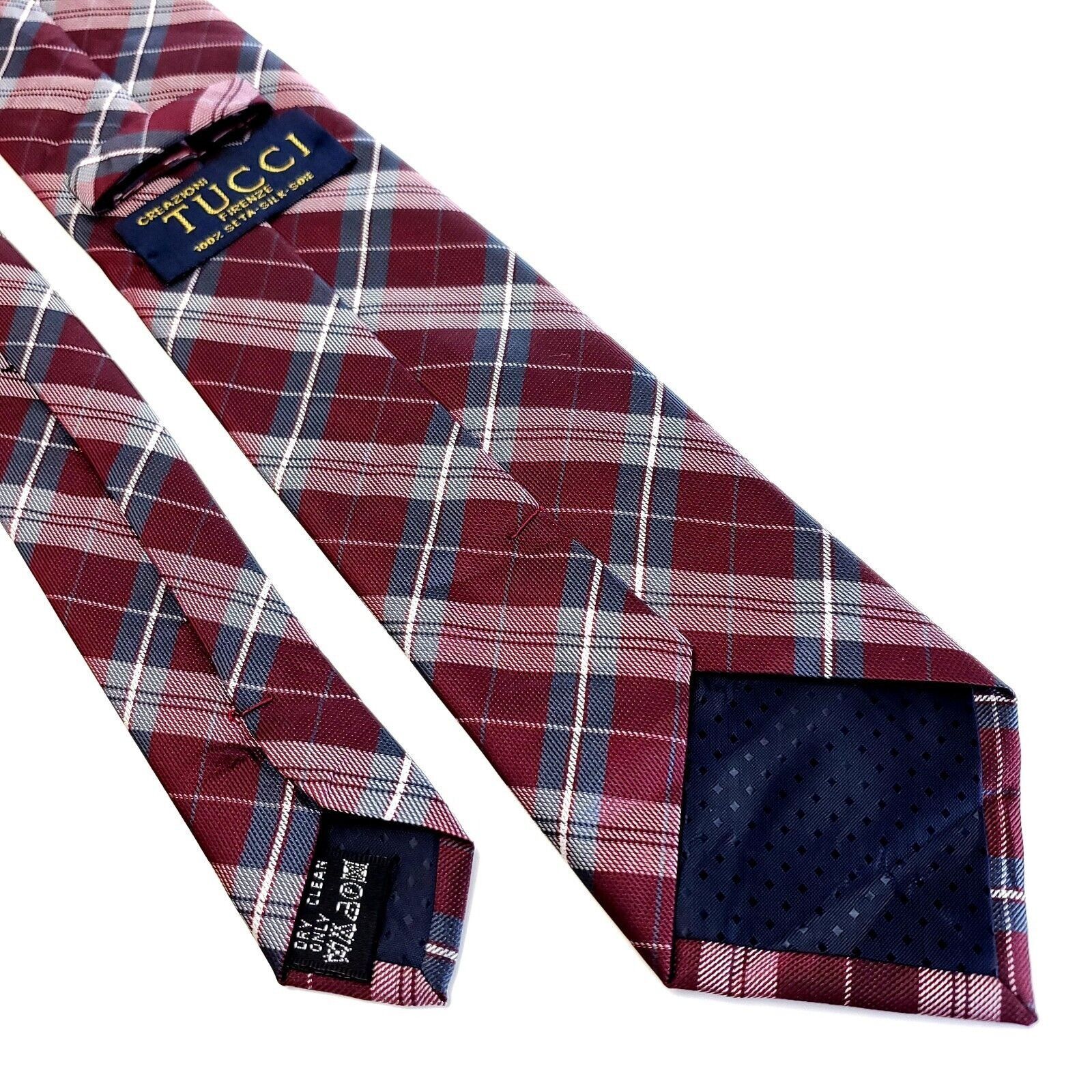 Firenze Creazioni Tucci Firenze Red Woven Plaid Skinny Silk Tie Size ONE SIZE - 4 Thumbnail
