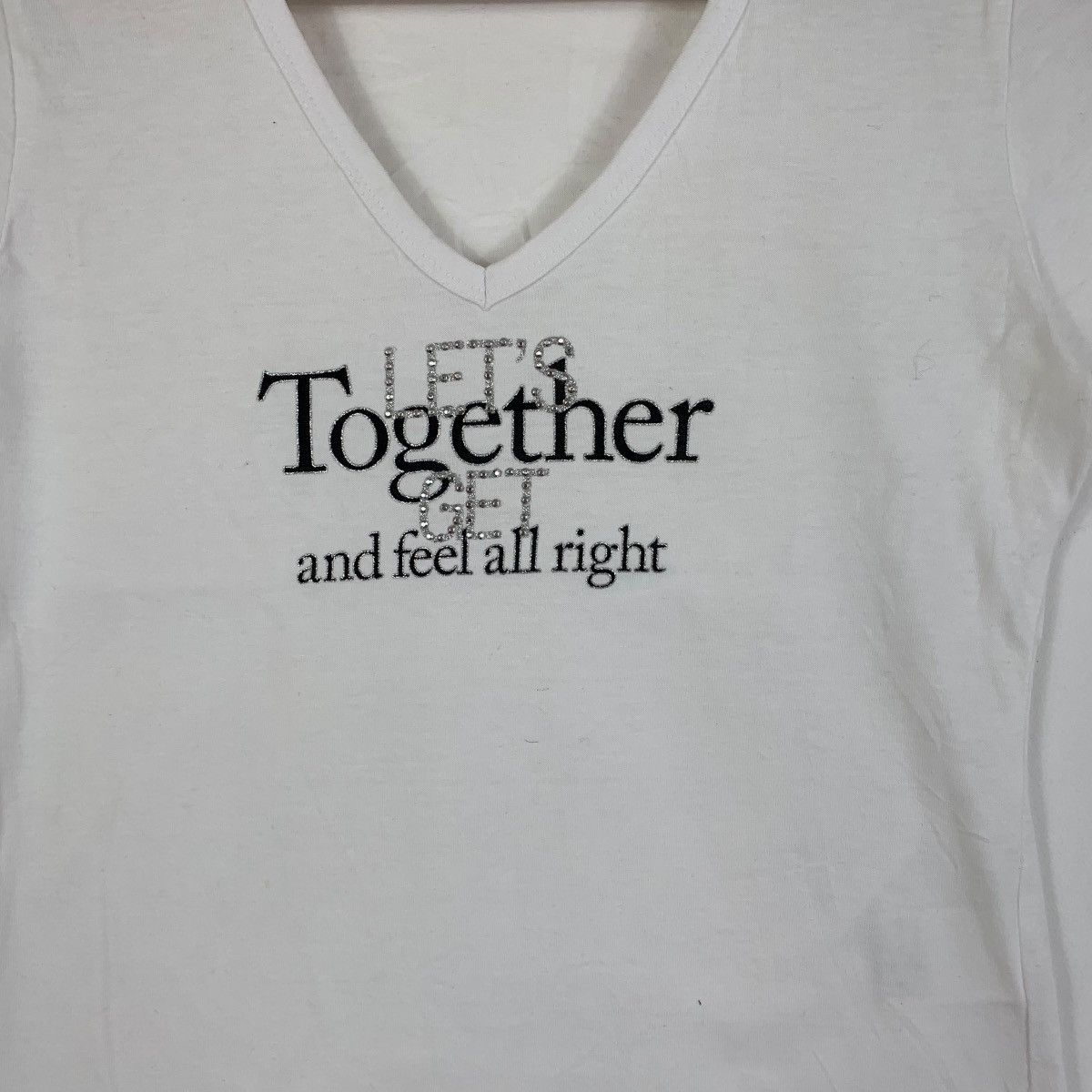 Vintage Vintage BUONA GIORNATA ITALY Bling Swarovski Tee Shirt Top Size XS / US 0-2 / IT 36-38 - 3 Thumbnail