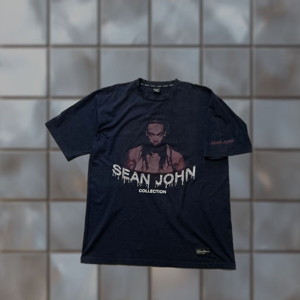 Sean John VINTAGE Sean John T-Shirt XL Hip Hop Graphic Studded Navy Blue Busta Rhymes Men Shirts Mens XL Size US XL / EU 56 / 4 - 1 Thumbnail