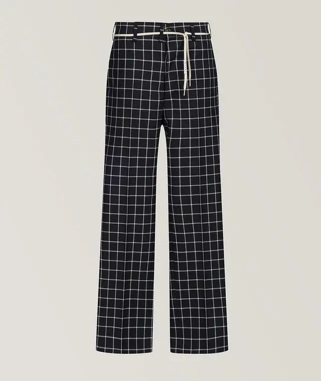 Marni o1w1db10125 Checkered Shoelace Belted Pants in Black Size US 32 / EU 48 - 1 Thumbnail