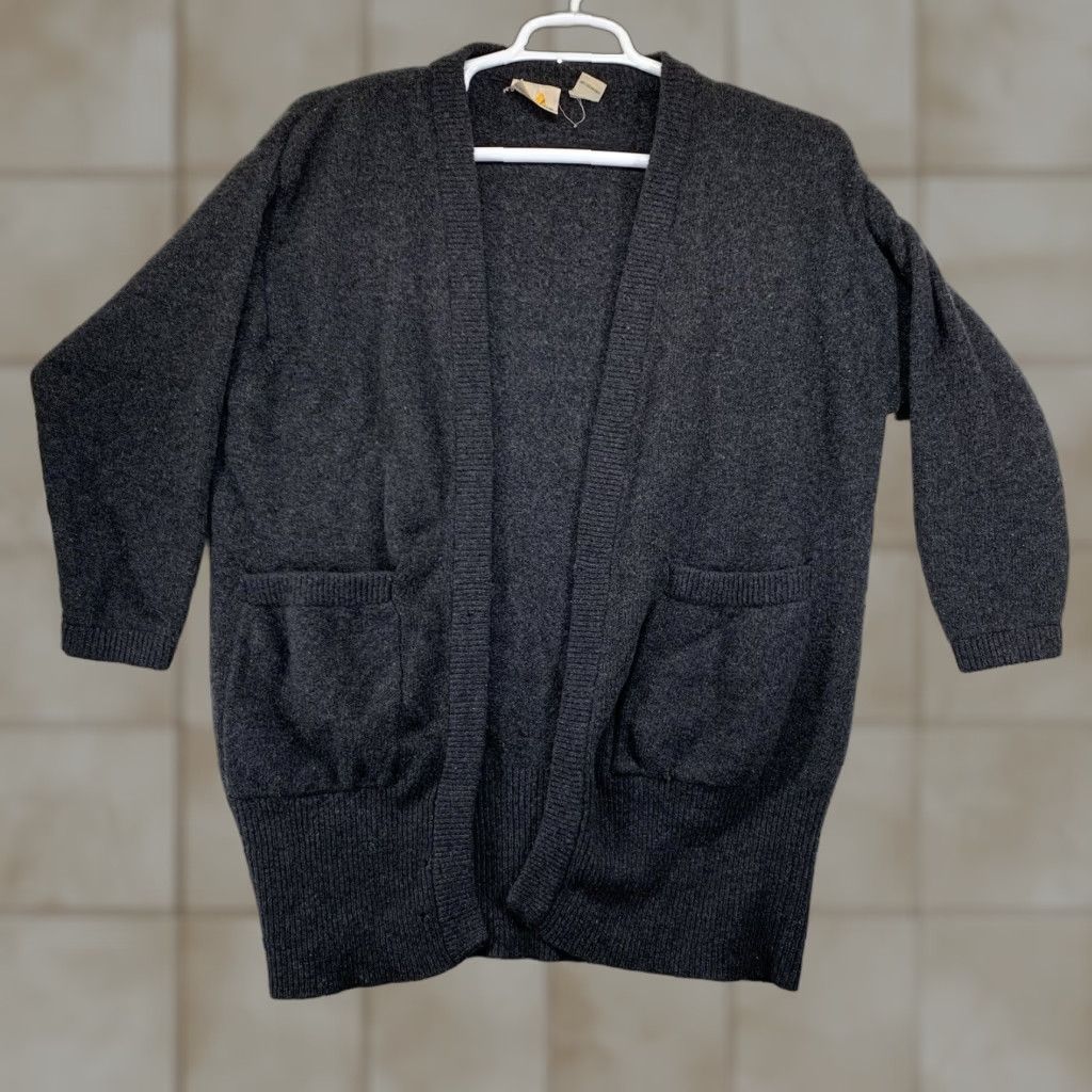 Liz Claiborne VINTAGE Liz Claiborne Cardigan Women’s Small Dark Gray Angora Lambswool Pockets Preppy Classic Size S / US 4 / IT 40 - 1 Thumbnail