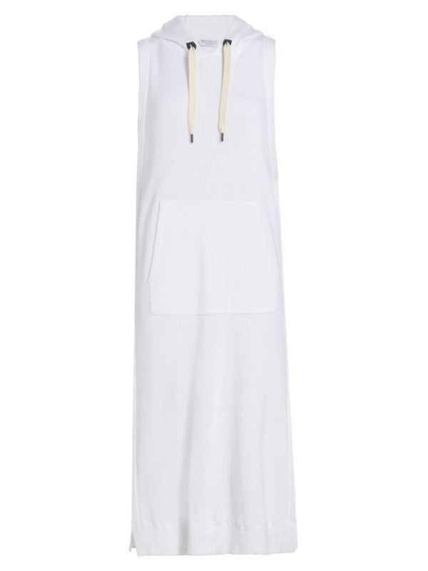 Brunello Cucinelli o1y0725 Midi Dress in White Size XS / US 0-2 / IT 36-38 - 1 Thumbnail