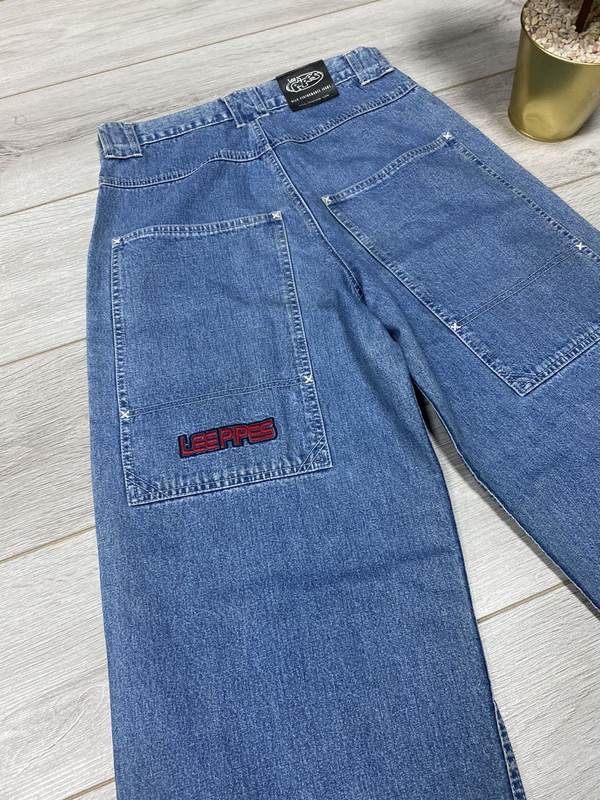 Lee Rare💥Crazy Vintage Lee Pipes multi mesh Pocket Baggy Jeans Size US 30 / EU 46 - 3 Thumbnail
