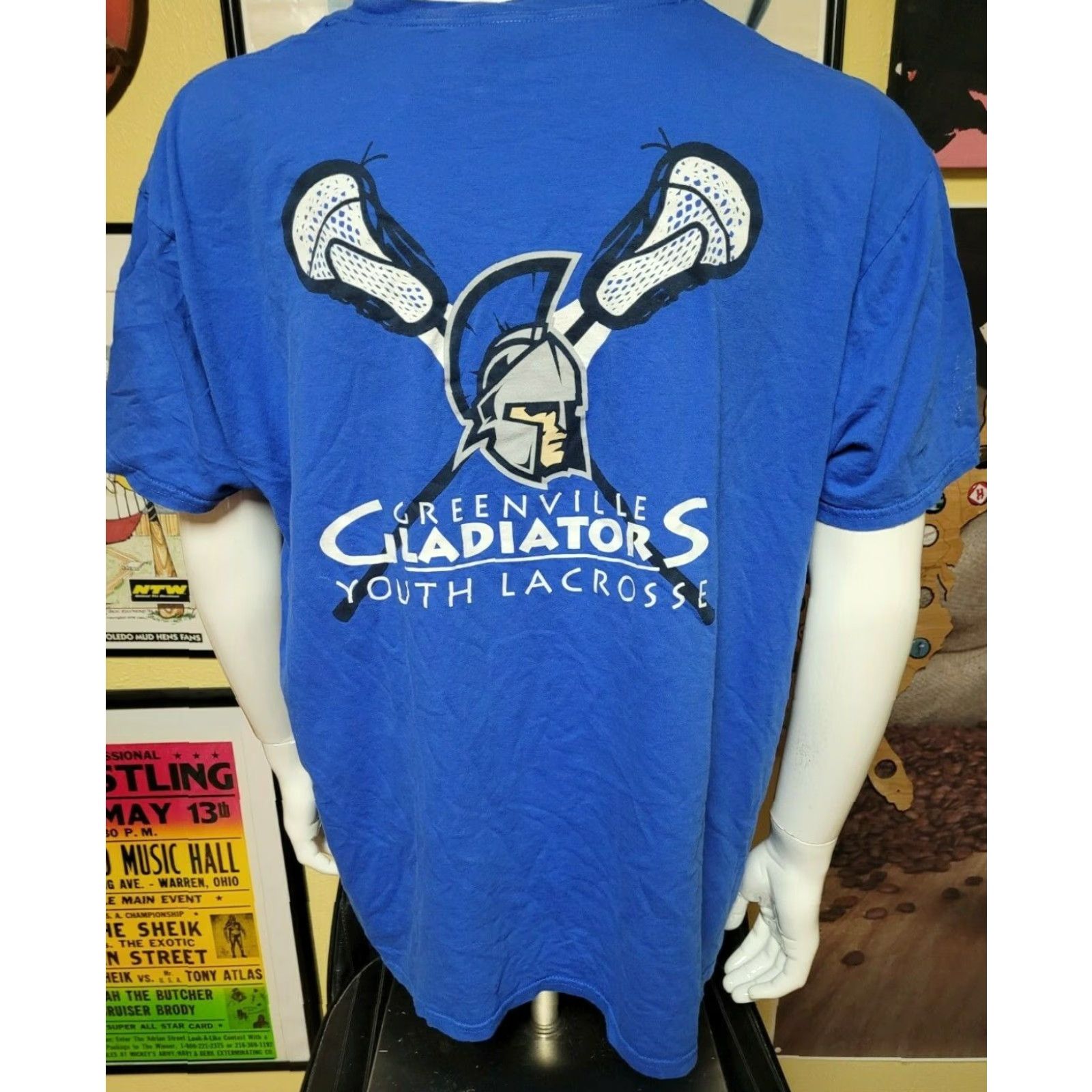 Gildan Greenville Gladiators Lacrosse T Shirt 2XL Blue Mens XXL Crew Neck Short Sleeve Gildan Shirt Size US XXL / EU 58 / 5 - 2 Thumbnail