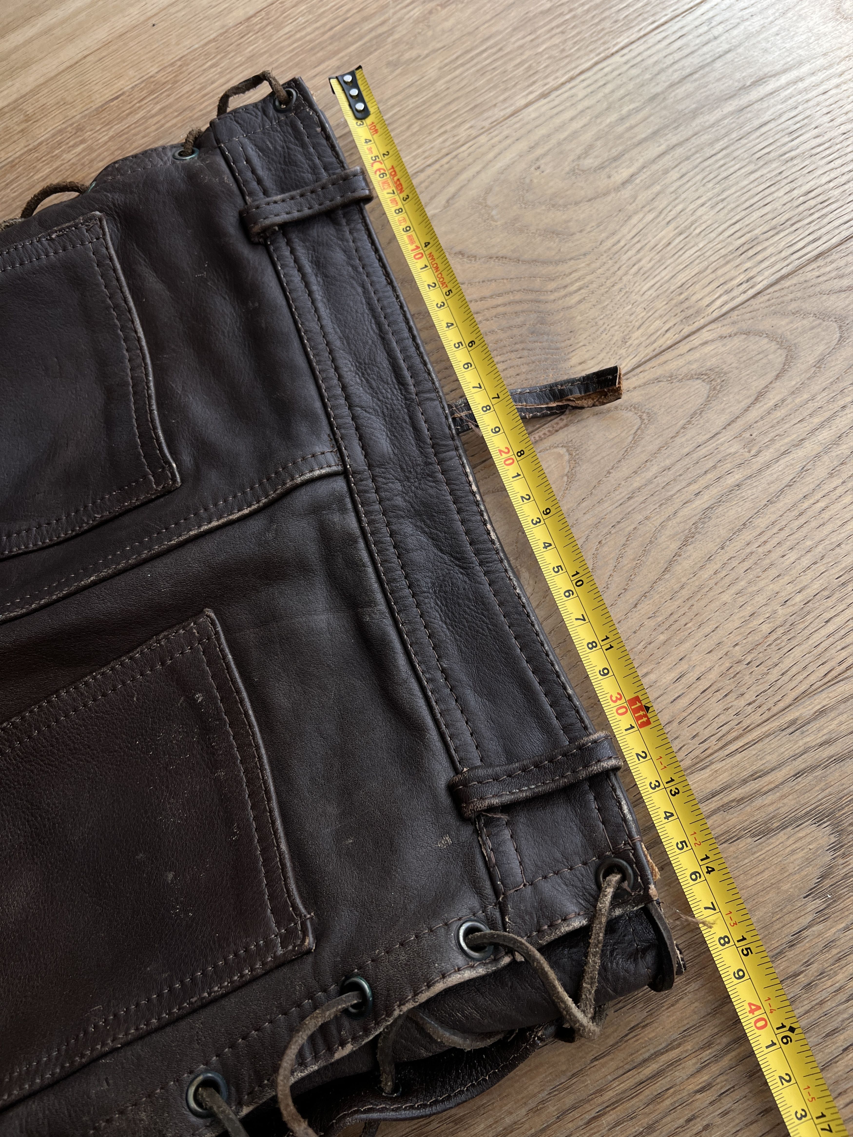 Genuine Leather Crazy! Cowboy core lace up leather pants opium avant garde S Size US 29 - 10 Thumbnail