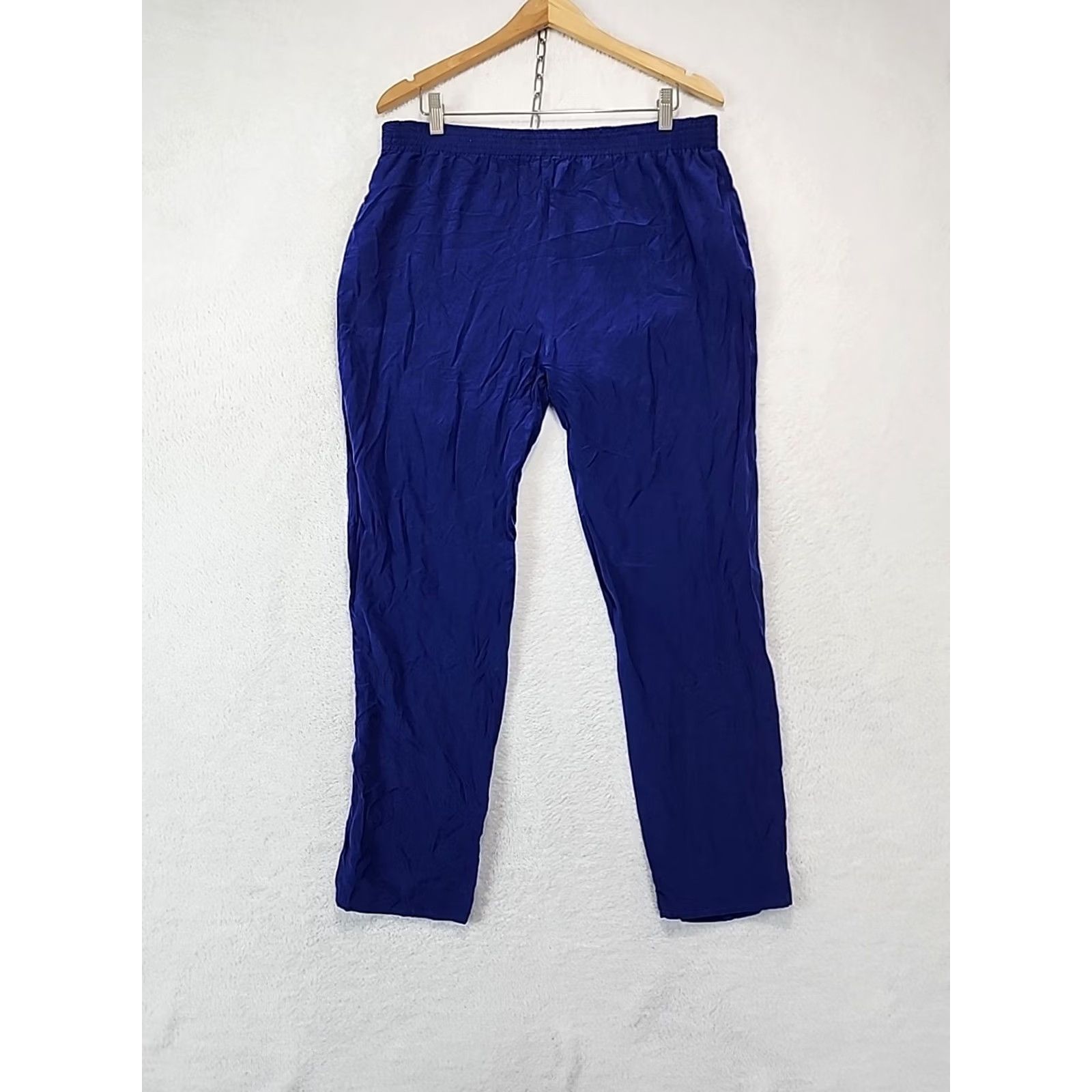 Vintage VINTAGE Argenti Blue Silk Lounge Pants Womens Size 10 Wide-Leg Elastic Drawstring Relaxed Fit Sleep Yoga Pajama Casual Lightweight Holiday Comfort Size 32" / US 10 / IT 46 - 3 Thumbnail