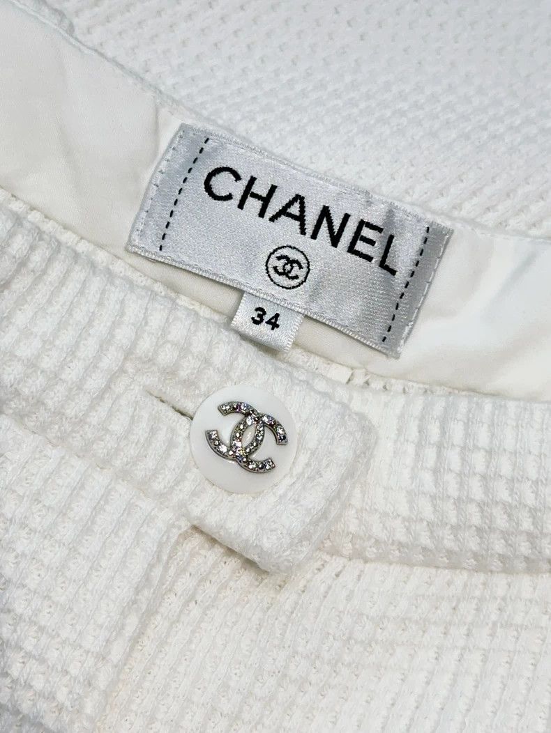 Chanel Chanel 21C Bermuda series white waffle wide-leg pants Size 42" / US 20 - 4 Thumbnail