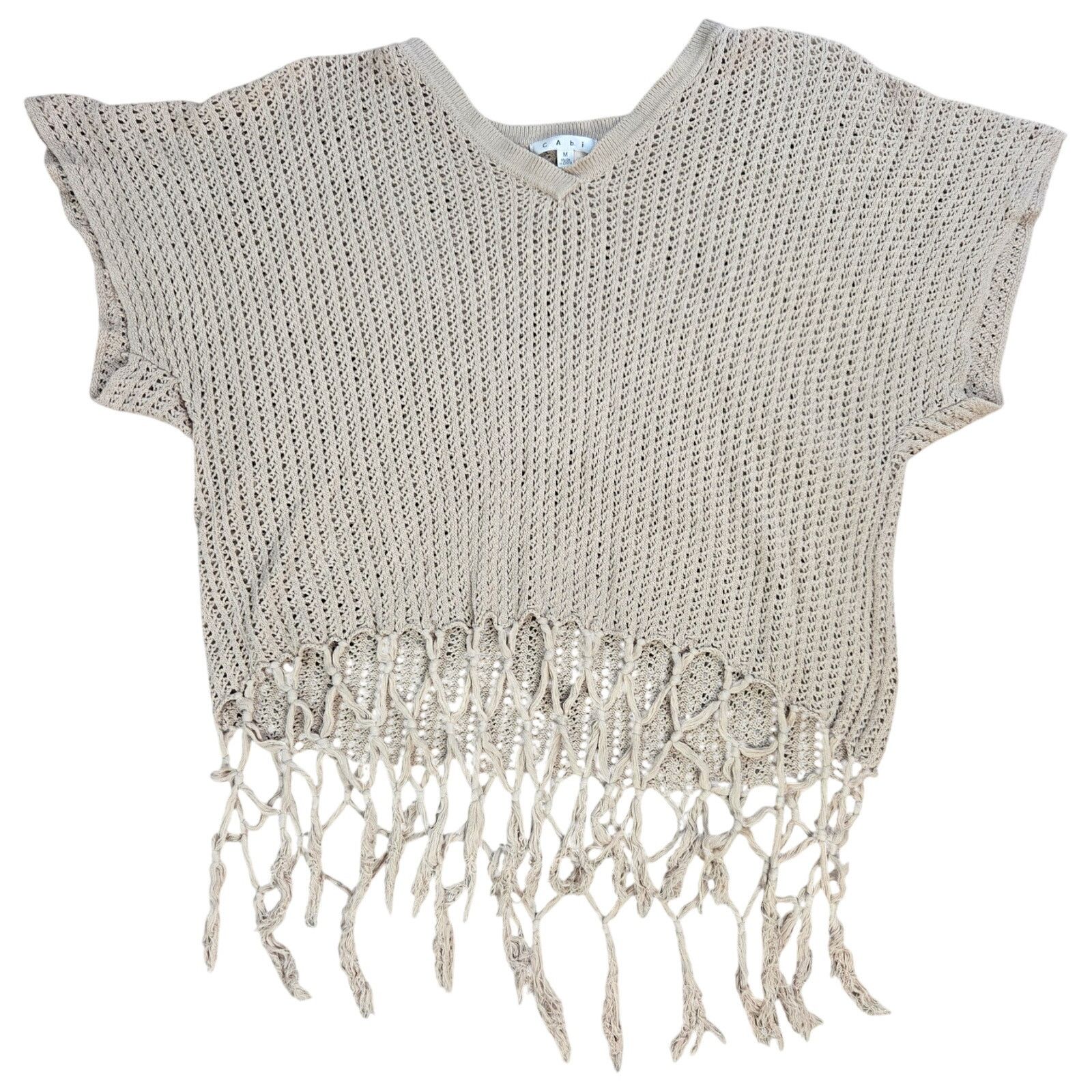 Other Y2K Tan Open Knit Fringe Short Sleeve Top Size Medium Size M / US 6-8 / IT 42-44 - 2 Thumbnail