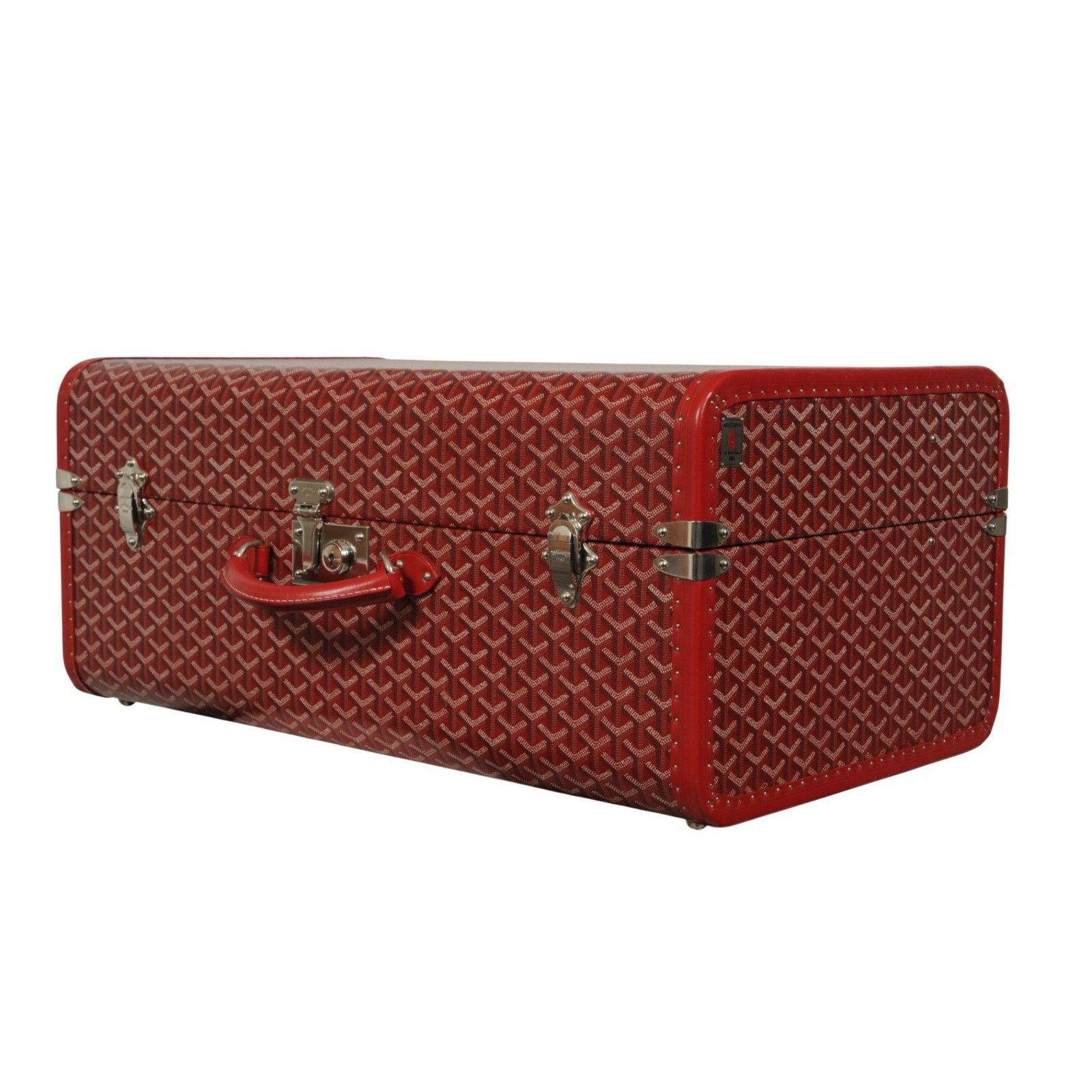 Goyard Rouge Red Compartmented Travel Trunk Palladium Carry Size ONE SIZE - 10 Thumbnail