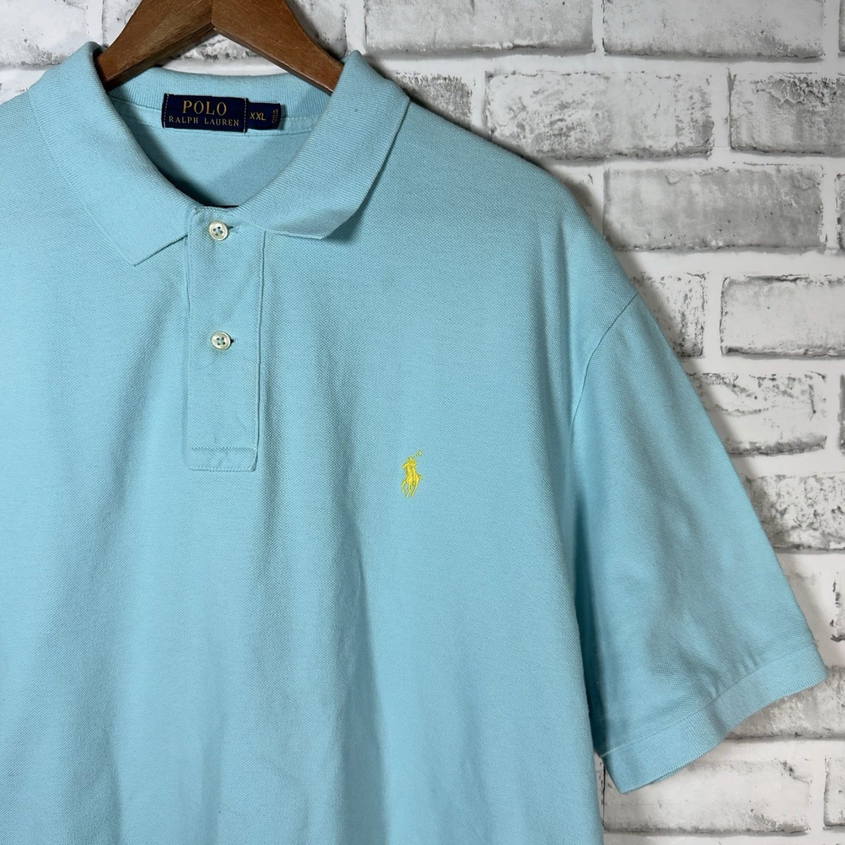 Ralph Lauren VINTAGE Ralph Lauren Polo Shirt Men XXL Blue Regular Fit 90s Classic Size US XXL / EU 58 / 5 - 2 Thumbnail