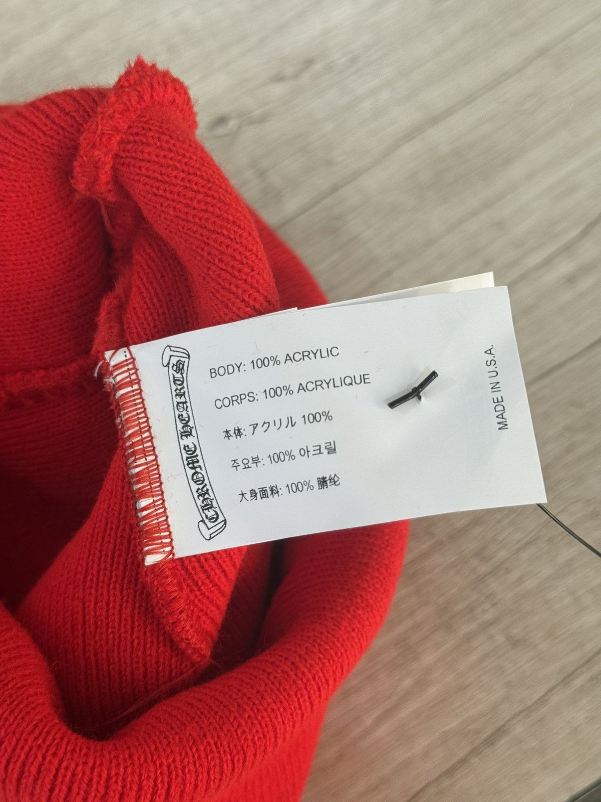 Chrome Hearts Chrome Hearts Logo Red Beanie Size ONE SIZE - 4 Thumbnail