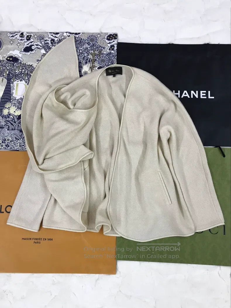 Loro Piana LORO PIANA Cashmere Jacket with Leather Trim, No Button De Size S / US 4 / IT 40 - 2 Thumbnail