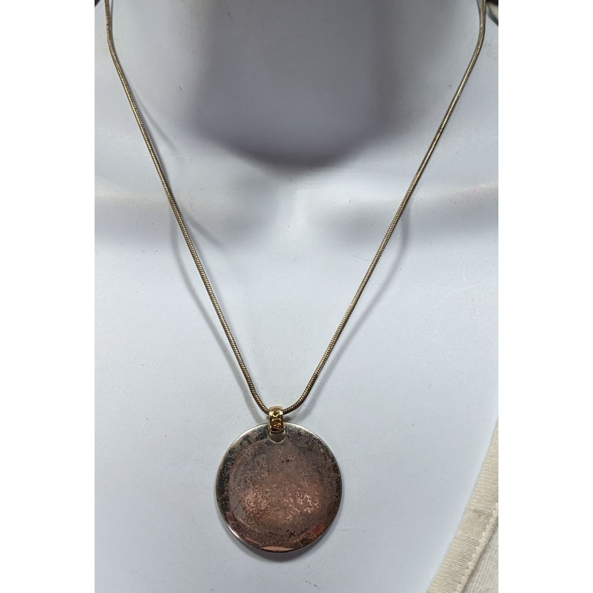 Other Modern Medallion Silver Tone Pendant Necklace With AK Engrav Size ONE SIZE - 5 Thumbnail