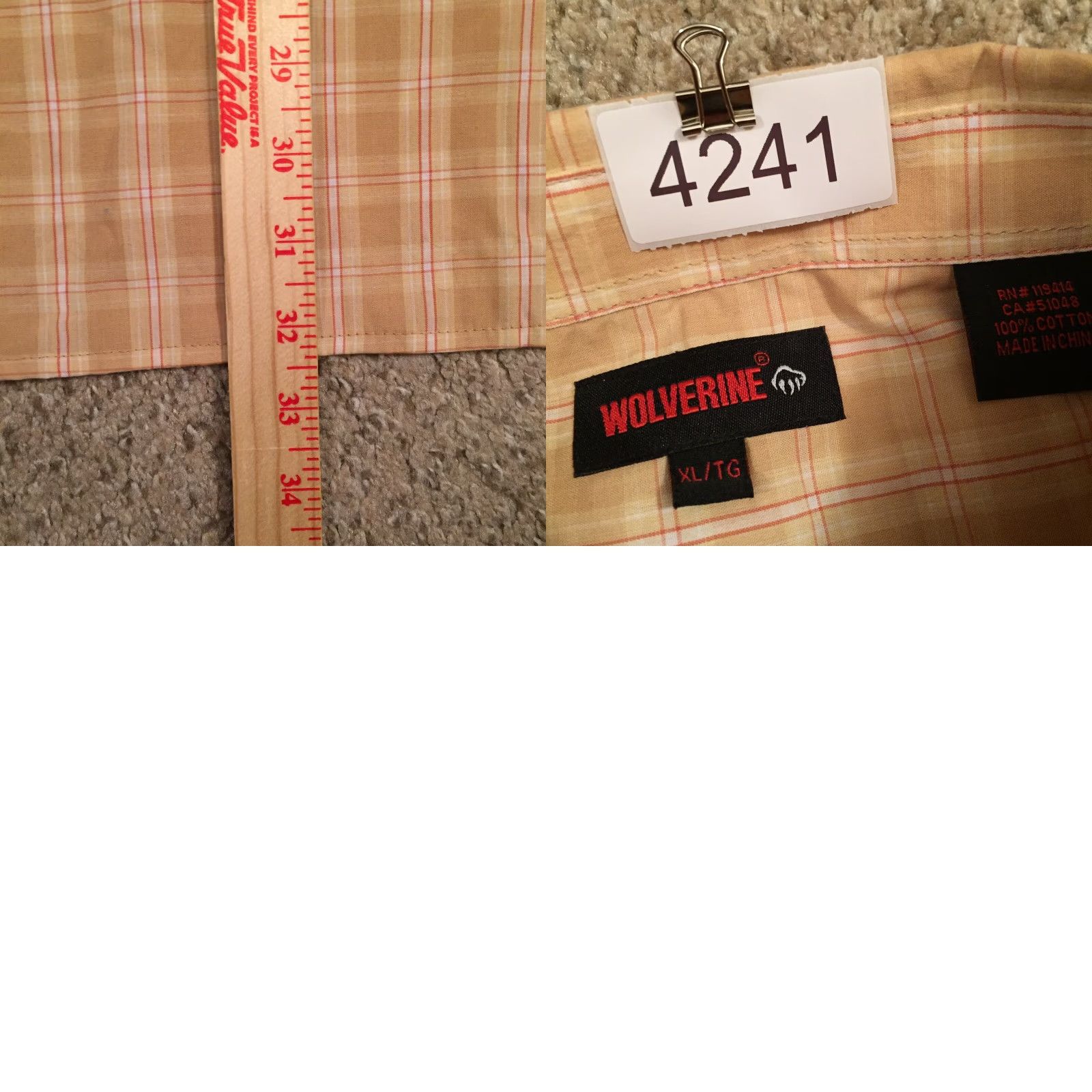 Vintage Wolverine Shirt Mens XL Beige Plaid Short Sleeve Button Up Size US XL / EU 56 / 4 - 8 Thumbnail