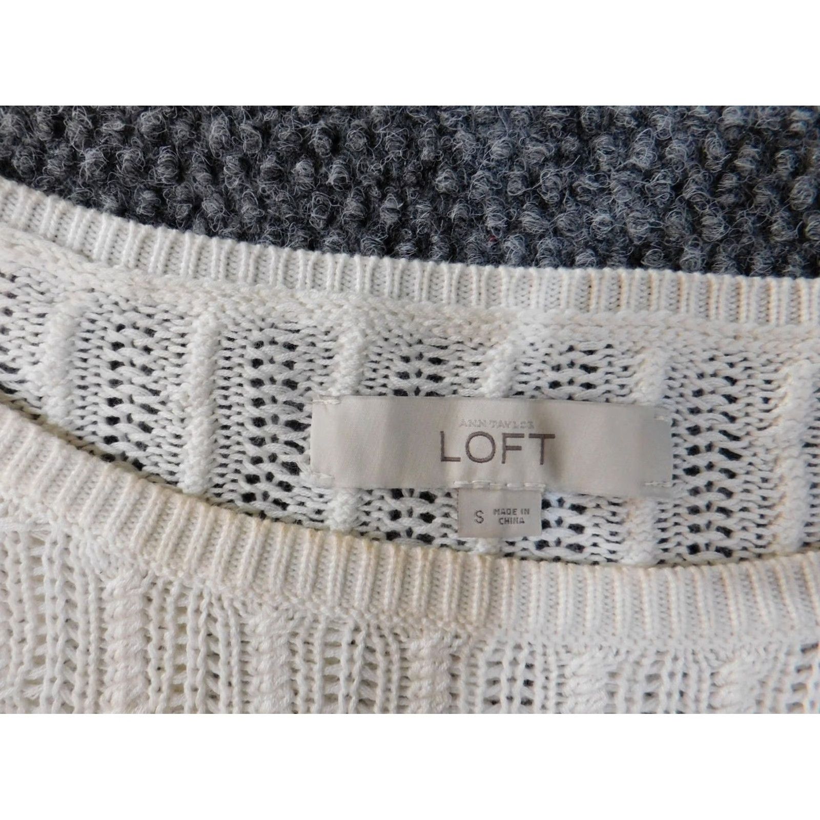 Loft LOFT Sweater Shirt Women Regular Size S White Knit Round Neck Pullover Cotton Rayon Silk Stretch Long Sleeve Casual Modern 90s Size S / US 4 / IT 40 - 5 Thumbnail