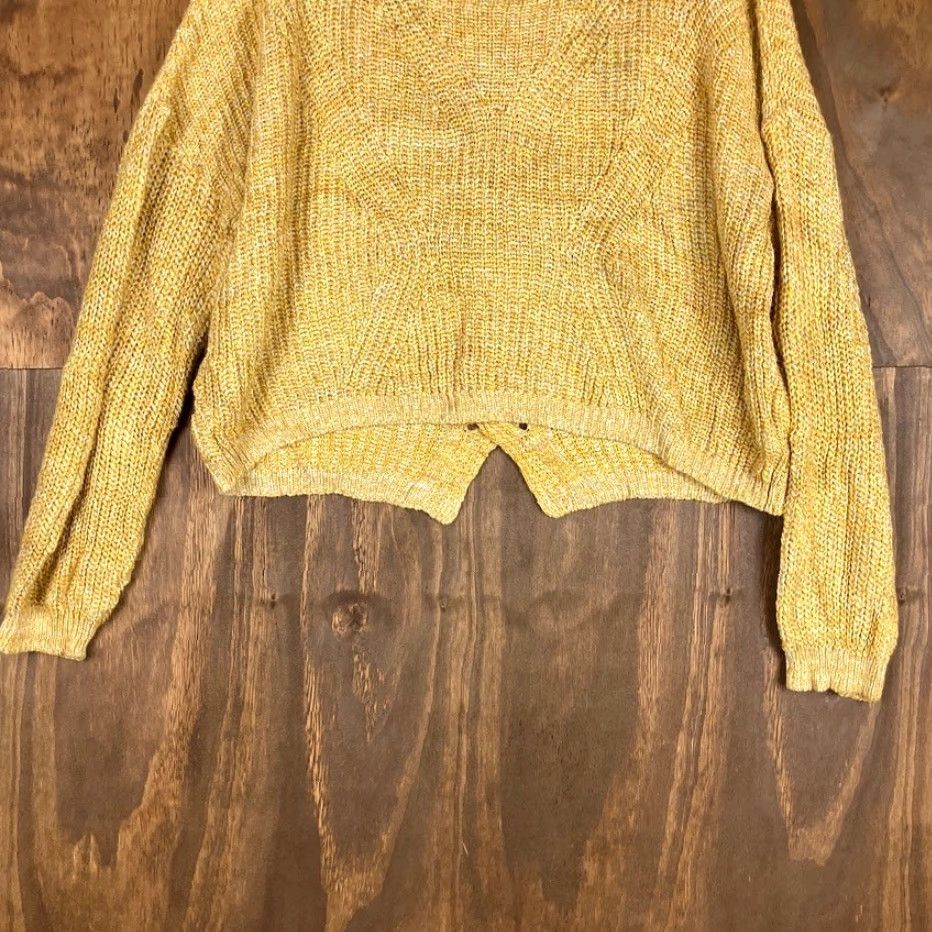 Express Express Womens Sweater Crew Neck Open Back Medium Yellow White Knit Pull Over Casual Workwear Women M - 2? Size M / US 6-8 / IT 42-44 - 3 Thumbnail