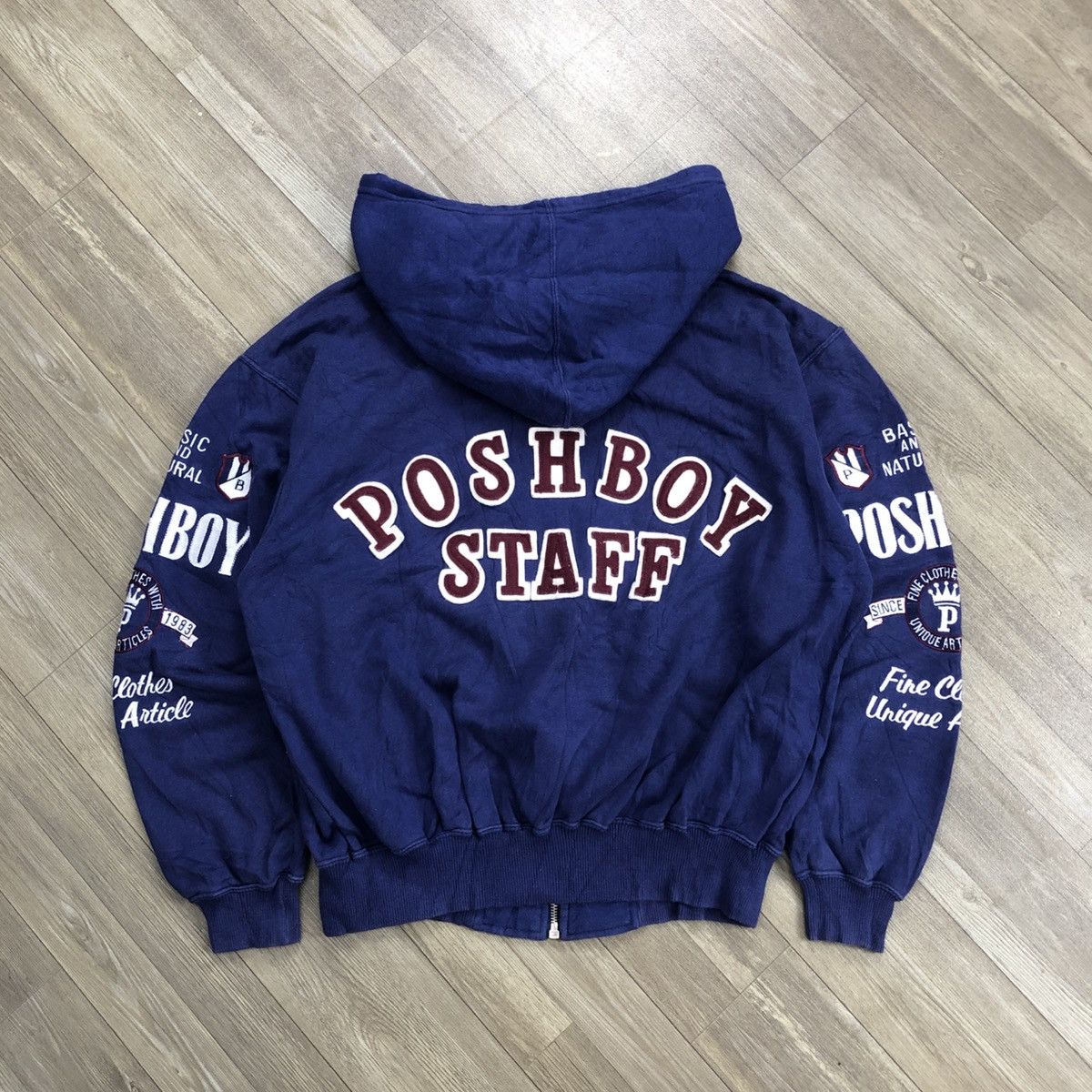 Japanese Brand × Vintage 1990s Vintage Posh Boy Staff Embroidered Zipper Hoodie Size US M / EU 48-50 / 2 - 12 Thumbnail