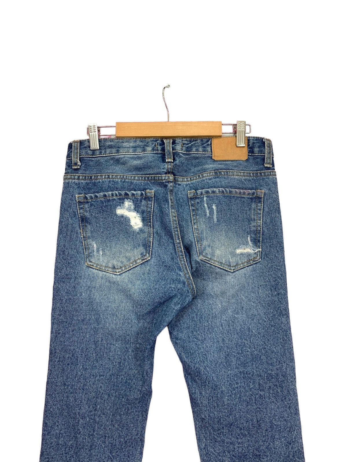 Japanese Brand Nikisix Y2k Style Slim Distressed Denim Pants (AD28) Size 29" - 8 Thumbnail