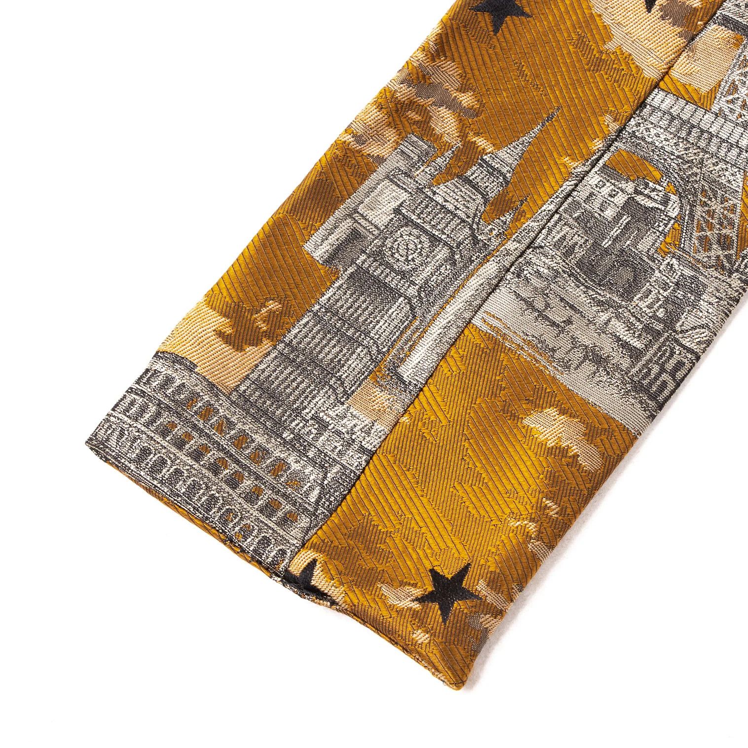 Jean Paul Gaultier Eiffel Tower Jacquard Square Silk Tie in Yellow-Grey Size ONE SIZE - 8 Thumbnail