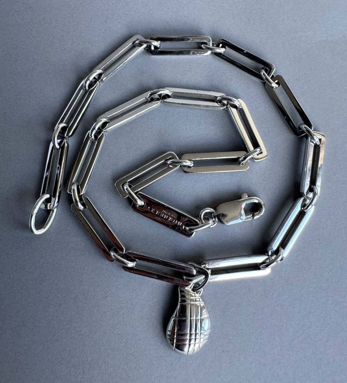 Burberry Burberry Solid Sterling Silver 925 Teardrop Necklace 42cm Size ONE SIZE - 1 Thumbnail