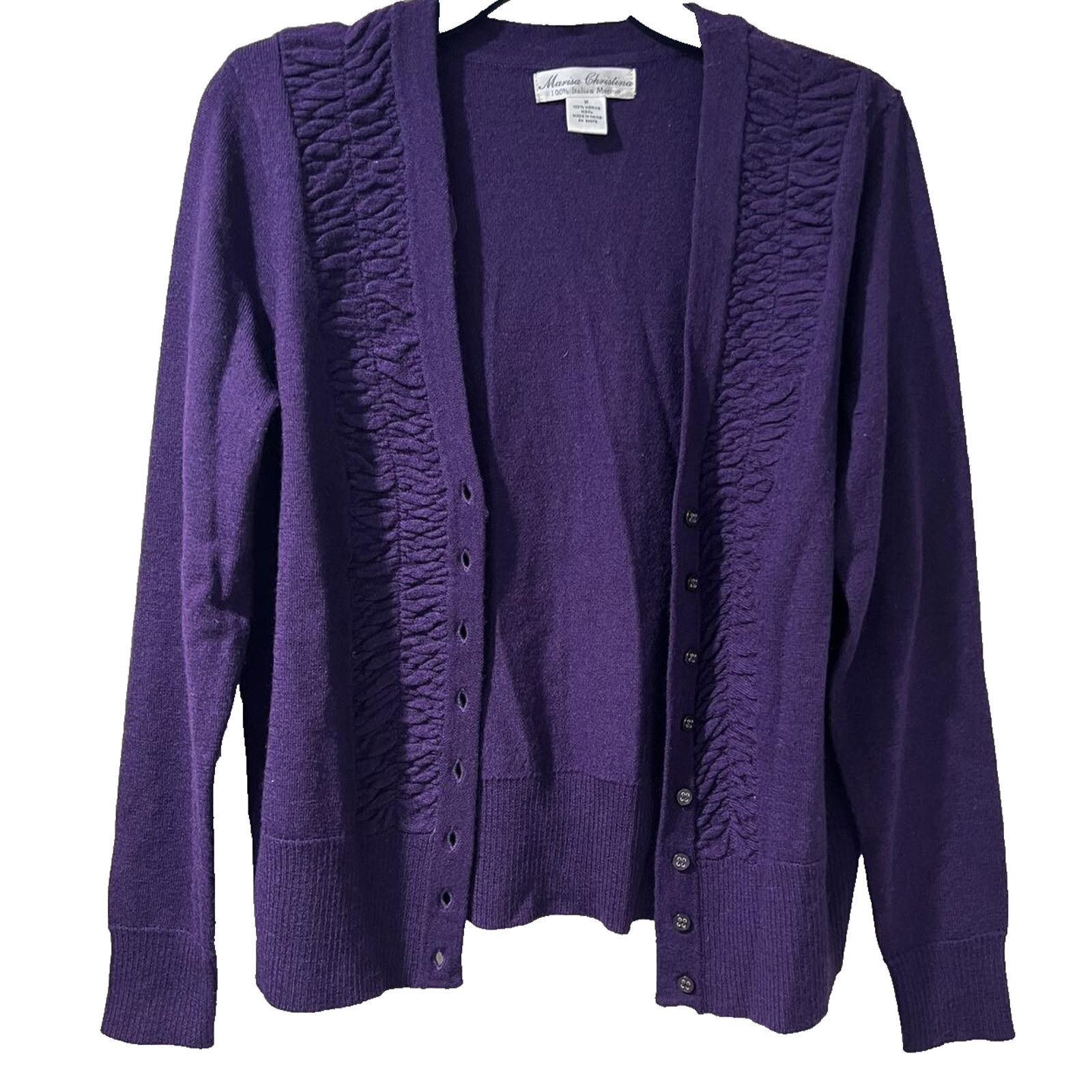 Other Marisa 100% Italian merino cardigan Purple Size M A001376 Size M / US 6-8 / IT 42-44 - 1 Thumbnail