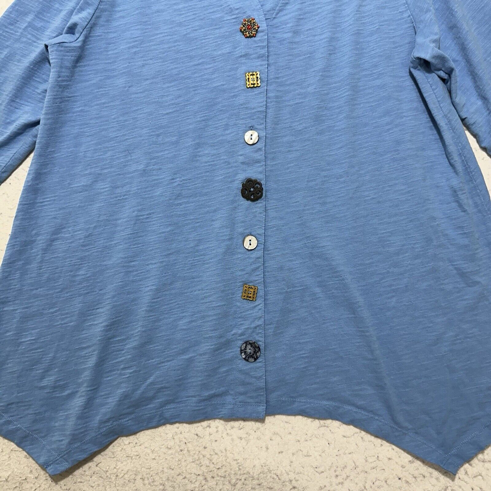 Other Soft Surroundings XL Blue Danielle Button Front Tunic Blouse Size XL / US 12-14 / IT 48-50 - 5 Thumbnail