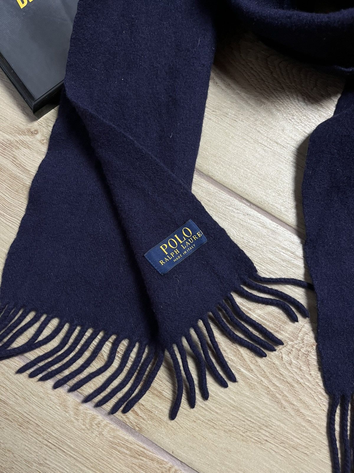 Polo Ralph Lauren Polo Ralph Lauren Wool Scarf Unisex Navy Big Logo Excellent Size ONE SIZE - 3 Thumbnail