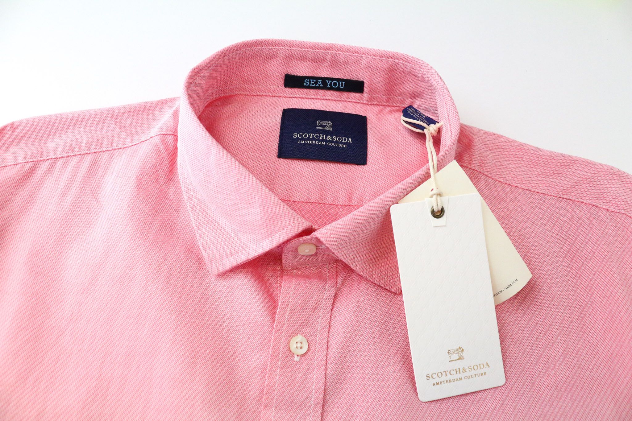 Scotch & Soda 2XL Pink Slim Melange Cotton Patterned Shirt 75873 Size US XXL / EU 58 / 5 - 3 Thumbnail