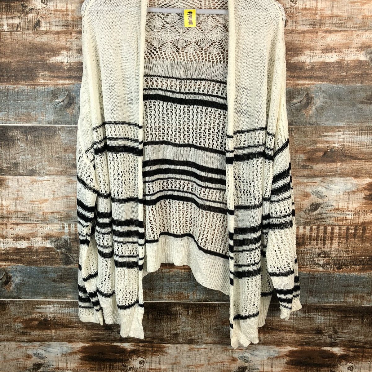 Japanese Brand × OVER THE STRiPES Ledual Stripe Cardigan crochet meshnet Knitwear #A1347 Size US XL / EU 56 / 4 - 3 Thumbnail