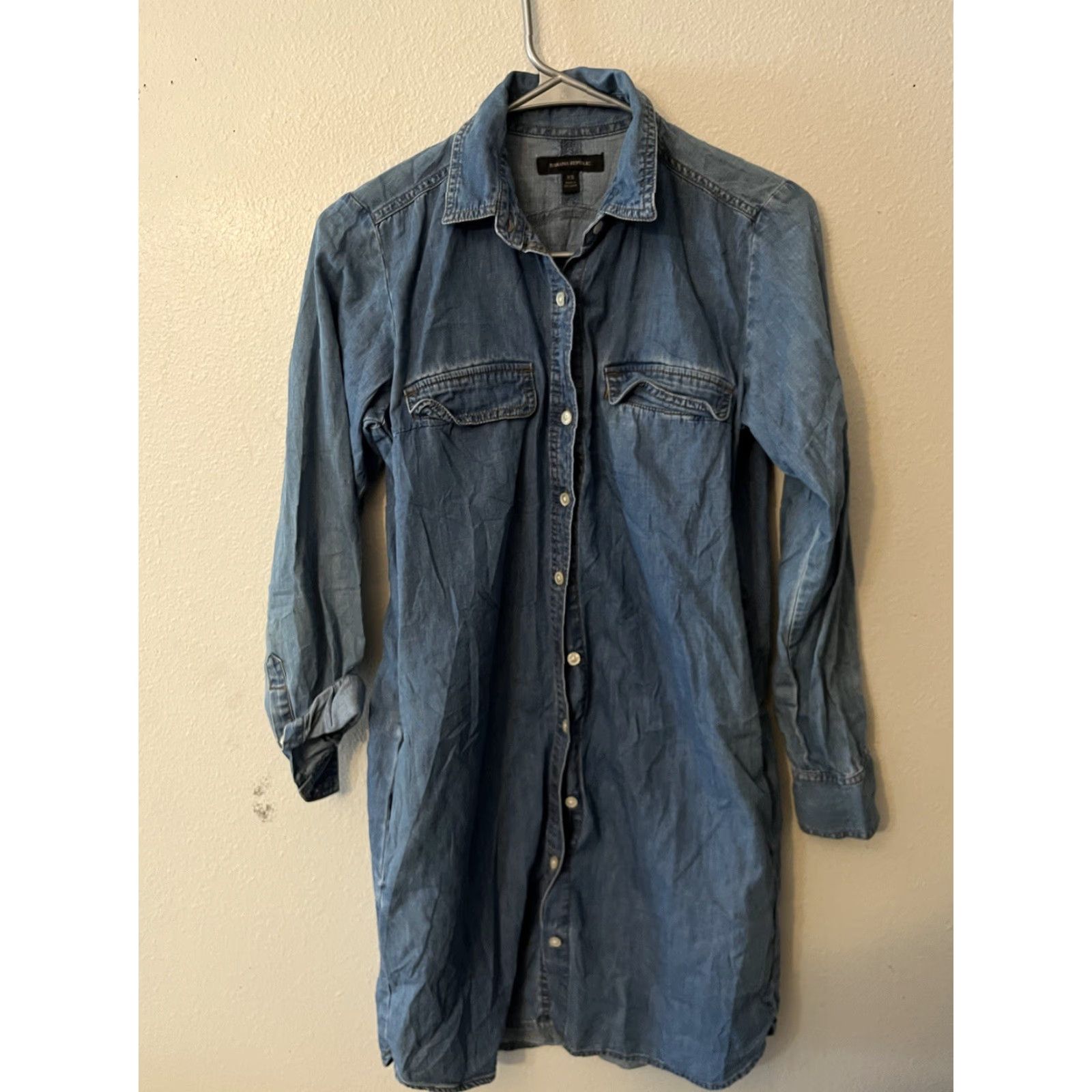 Banana Republic Banana Republic Women's Dress Denim Blue Long Sleeve Button XS Size XS / US 0-2 / IT 36-38 - 2 Thumbnail