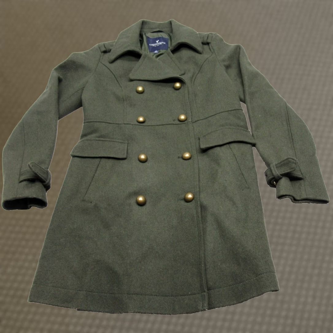 American Eagle Outfitters American Eagle Coat Wool Blend Double Breast Insulated Jacket Women Small Green Size S / US 4 / IT 40 - 1 Thumbnail