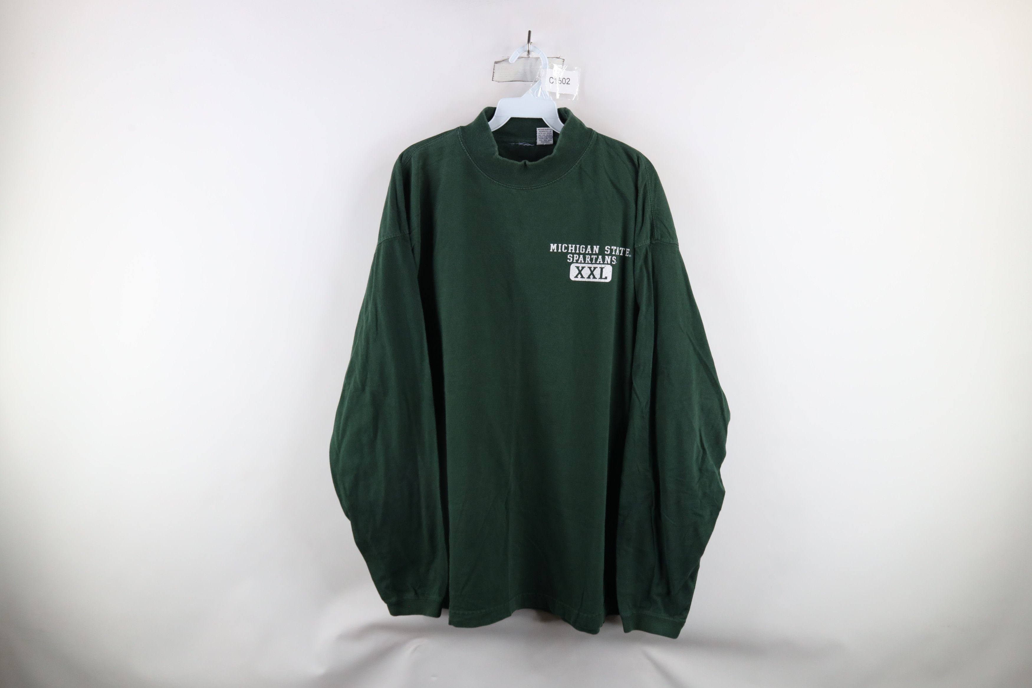 Vintage Vintage 90s Michigan State University Mock Neck T-Shirt Size US L / EU 52-54 / 3 - 1 Thumbnail