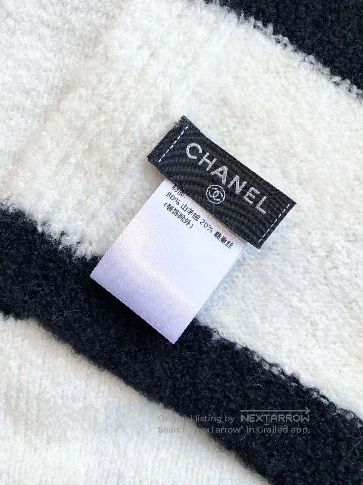 Chanel Chanel 24k black and white cashmere scarf| Size ONE SIZE - 7 Thumbnail