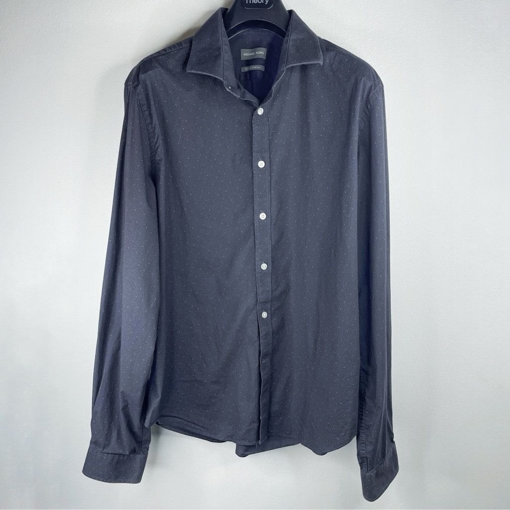 Michael Kors MICHAEL KORS Men’s Charcoal Cosmic Dress Shirt Slim Fit XL Size US XL / EU 56 / 4 - 1 Thumbnail
