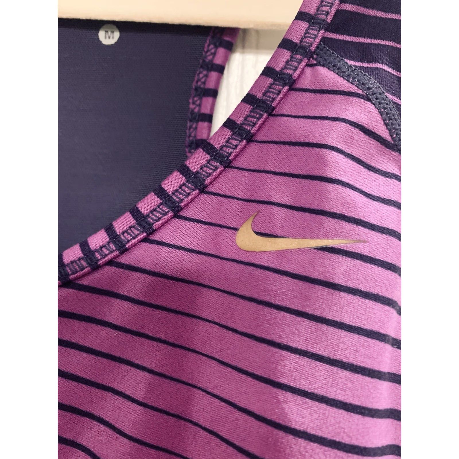 Nike Nike Dri-Fit Purple Dedication Print Racerback Workout Bra Top M Women's Tank Purple Racerback 92% Polyester 8% Spandex Size M / US 6-8 / IT 42-44 - 3 Thumbnail