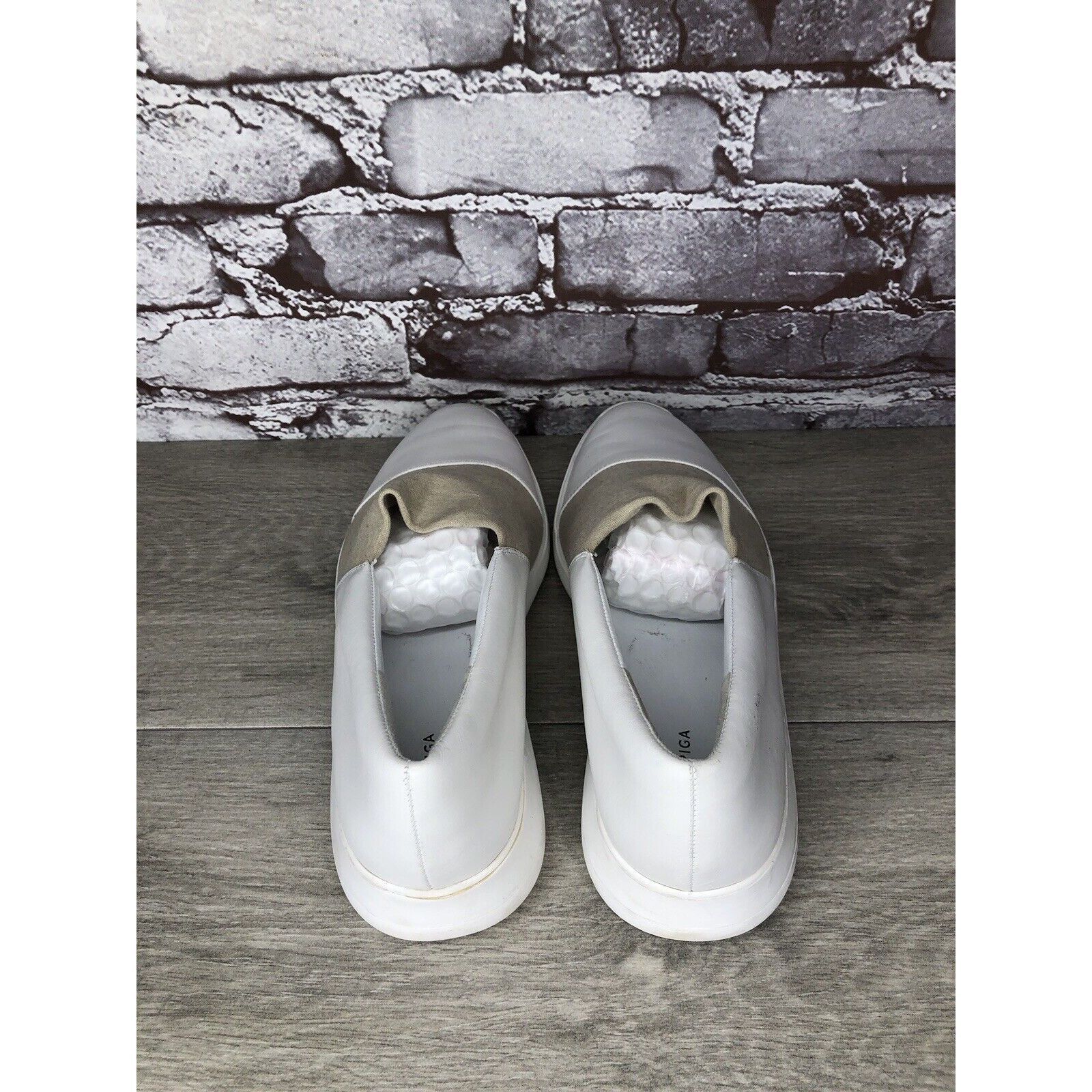Other Via Spiga White Leather Beige Fabric Slip On Sneakers Women’ Size US 9.5 / IT 39.5 - 6 Thumbnail