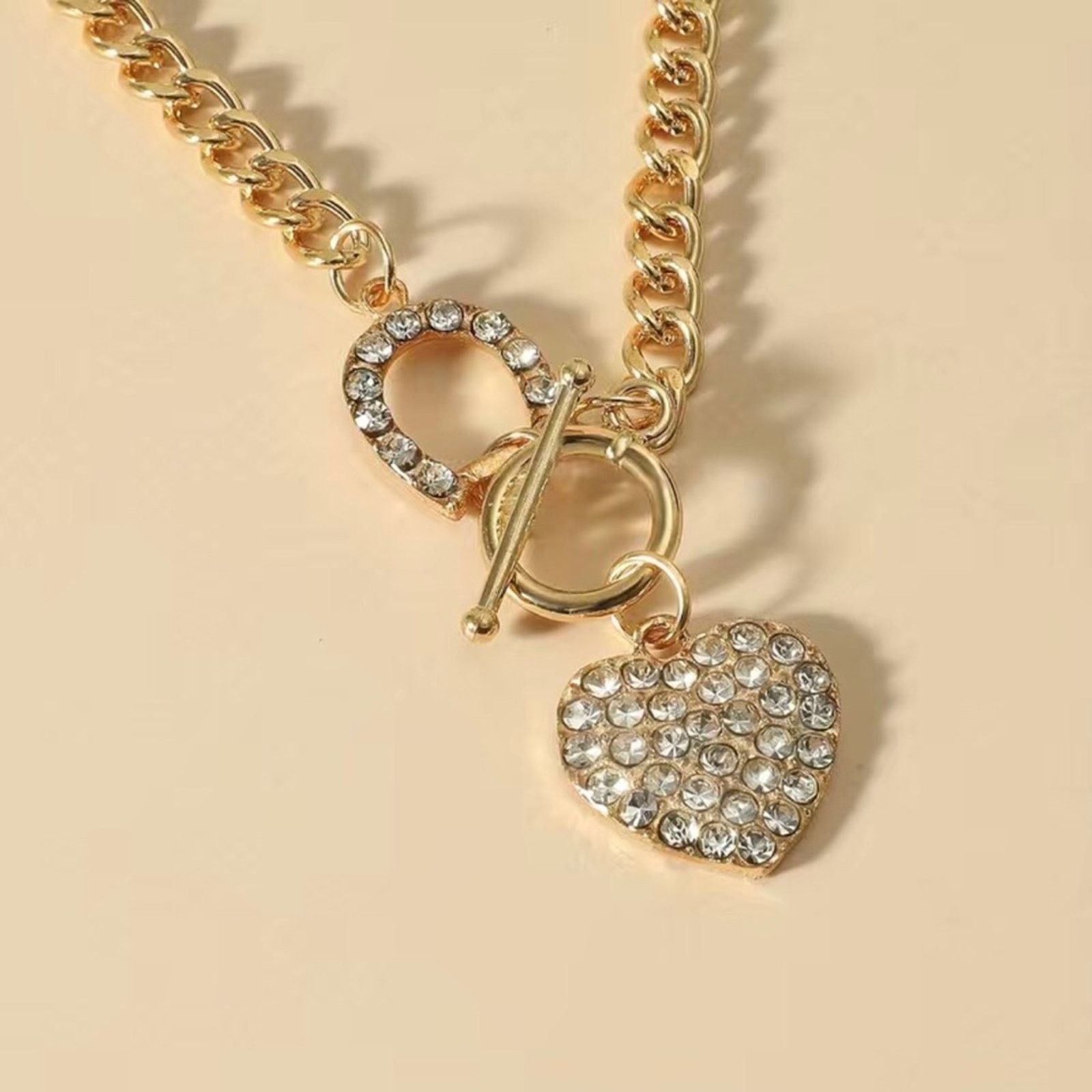 Jewelry Sparkle clear rhinestone heart slider chain necklace Size ONE SIZE - 2 Thumbnail