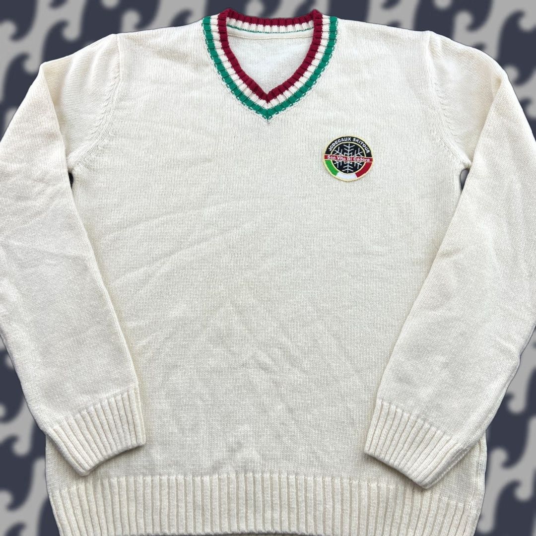Vintage Holebrook Sweden Mens Sweater Medium V-Neck Wool White Ski Tour Size US M / EU 48-50 / 2 - 1 Thumbnail