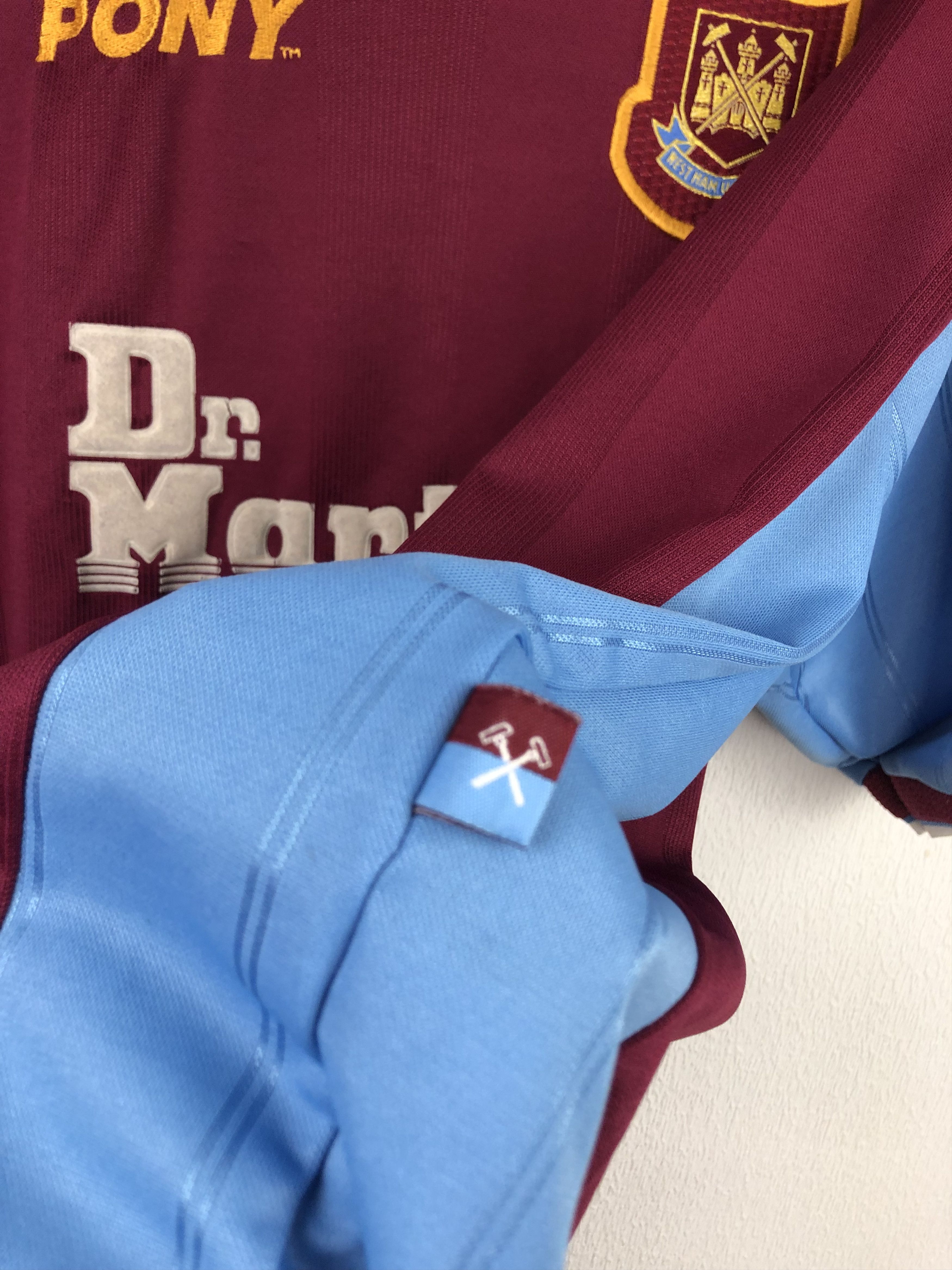 Vintage West Ham United Home football shirt 1998 Soccer Jersey Pony Size US XL / EU 56 / 4 - 9 Thumbnail