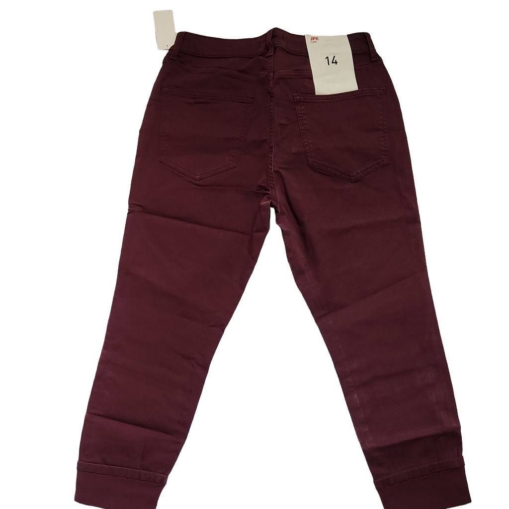 Warpweft Company Warp + Weft Ladies Size 14 Vineyard Wine JFK Capri Denim Jeans Size 36" / US 14 / IT 50 - 2 Thumbnail