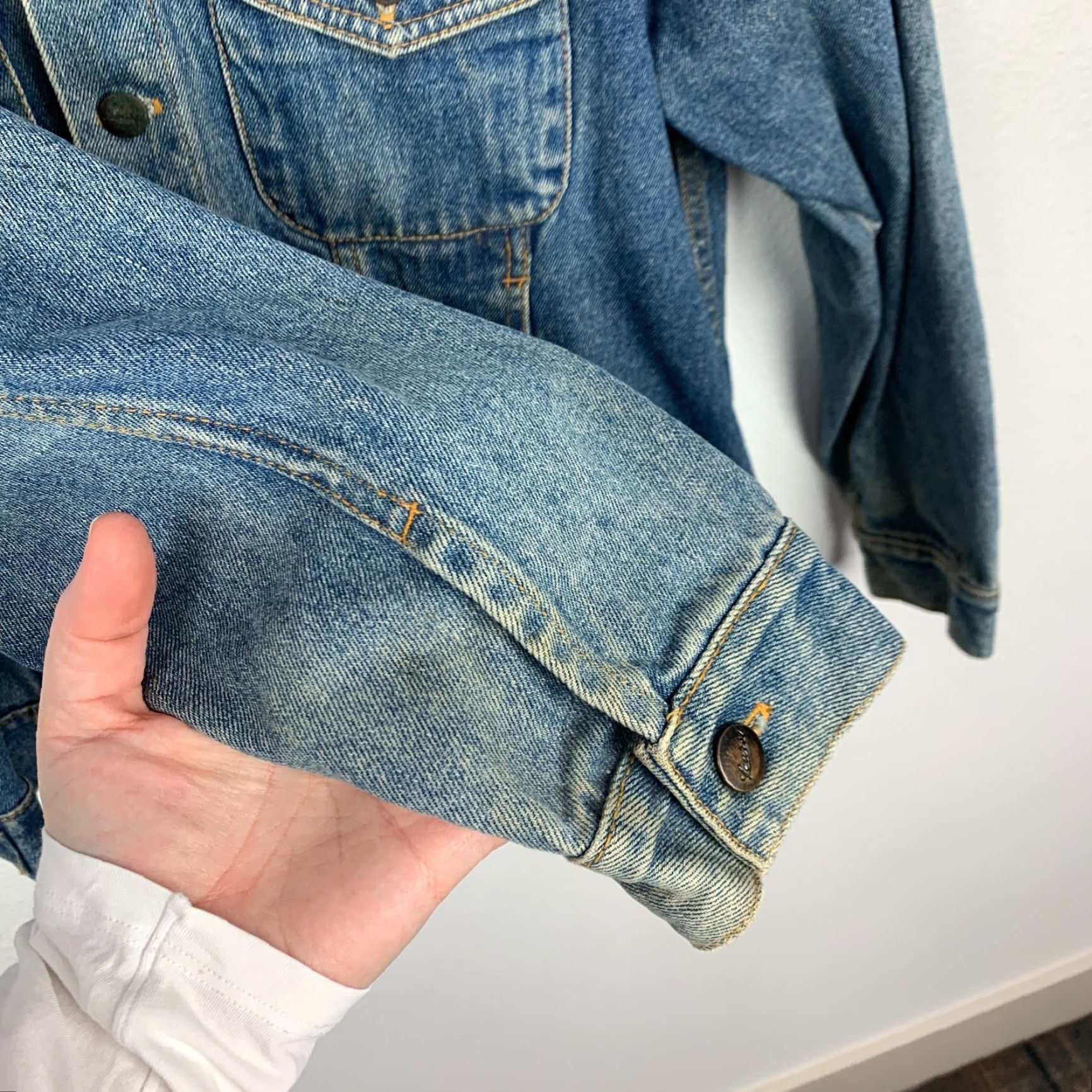 Denime VINTAGE Learsi Denim Jacket Grunge Trucker Button Large Men Jacket Blue Denim Size US 33 - 3 Thumbnail