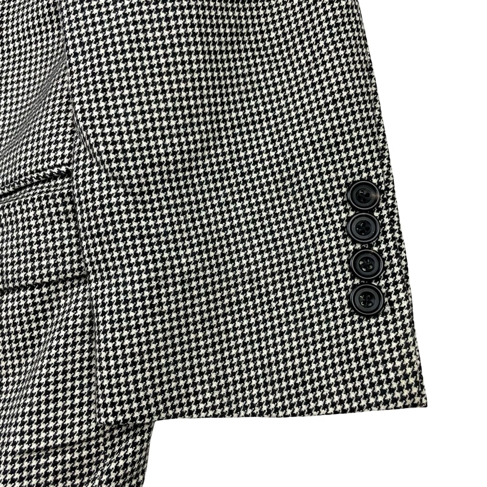 Vintage Hickey Freeman Blazer 100% Cashmere Black Houndstooth Two-Button 42R Men’s Boardroom Ventless Regular Jacket Coat Size 42R - 4 Thumbnail