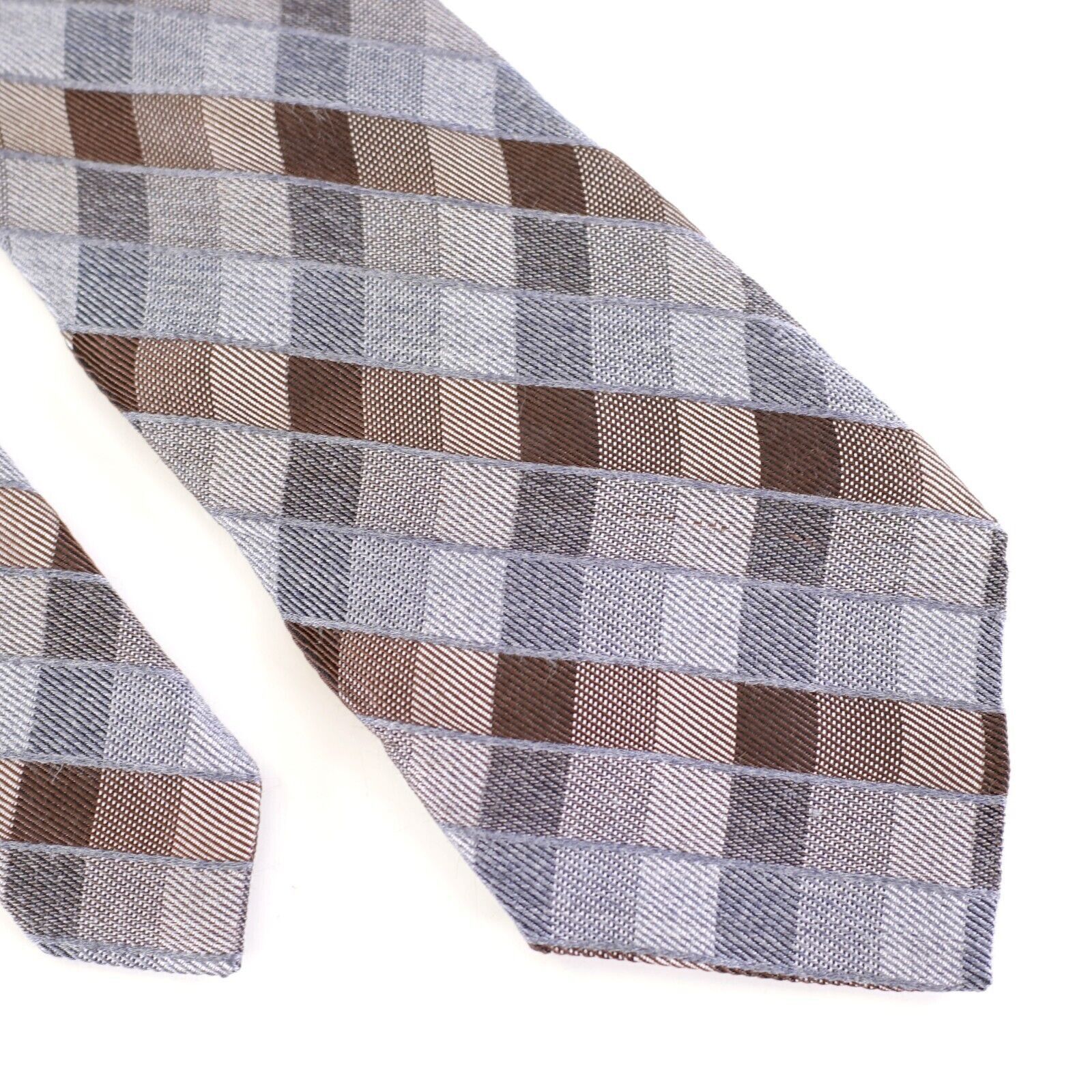 Croft & Barrow Croft & Barrow Brown Gray Brown Plaid Check Knit Silk Tie Size ONE SIZE - 1 Thumbnail