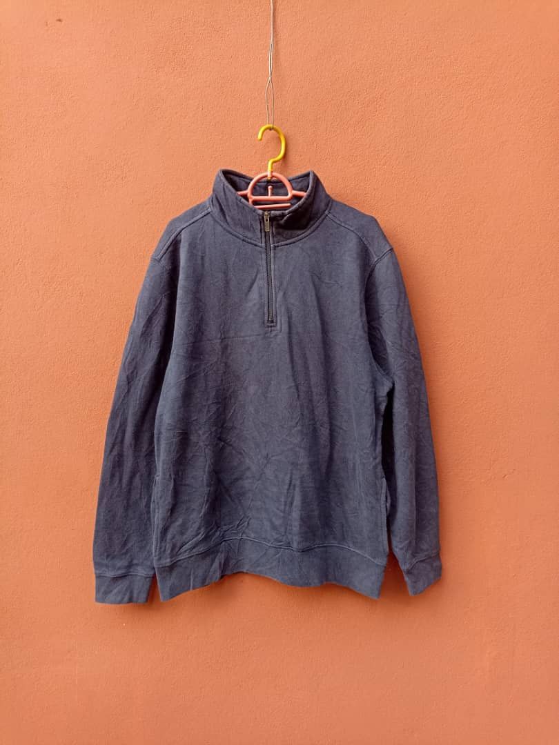 image of L L Bean L. L Bean Sweater Half Zip in Blue Black, Men's (Size Large)