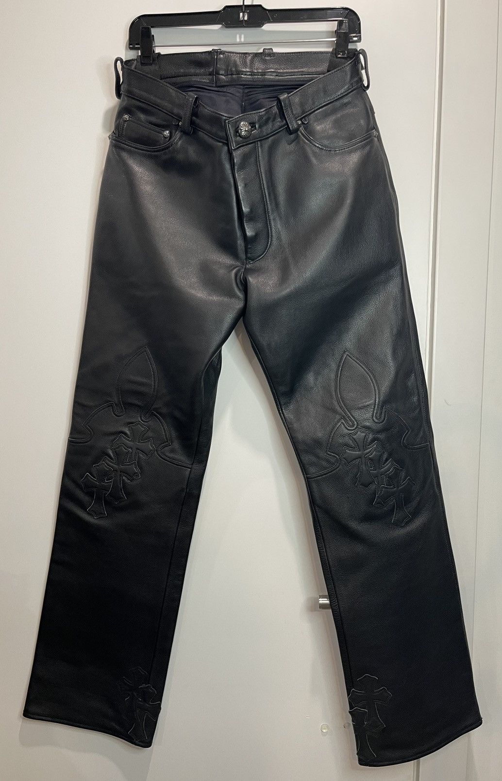 Chrome Hearts Chrome Hearts cross patch leather biker pants Size US 34 / EU 50 - 1 Thumbnail